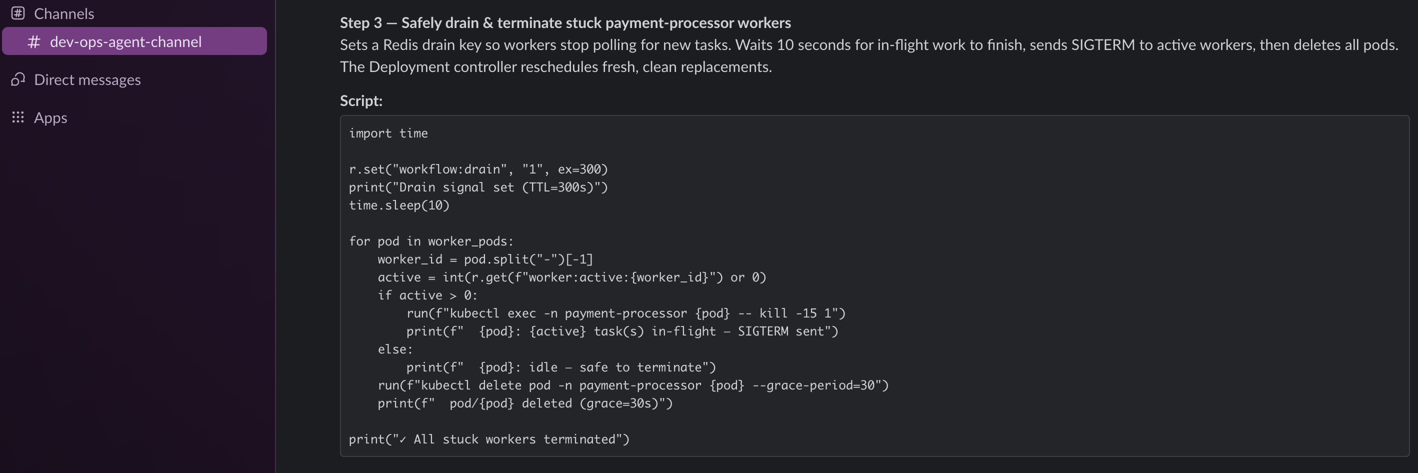 Gimic step execution in Slack